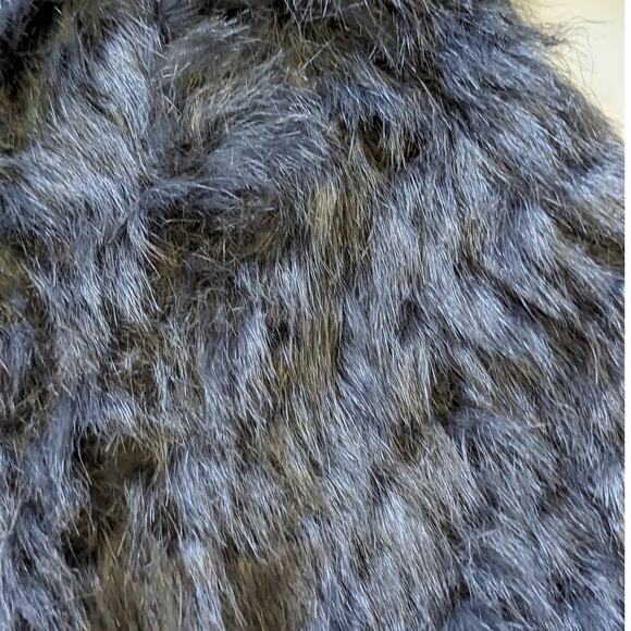 WAYF Faux Fur Dark Gray Coat Jacket Teddy Womens Small Open Front Plush Grey - Picture 6 of 8